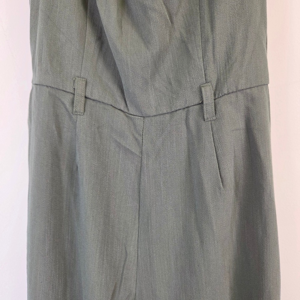 Olive Green Halter Neck Tapered Leg Jumpsuit with Back Zip and Belt Loops - Picture 9 of 9